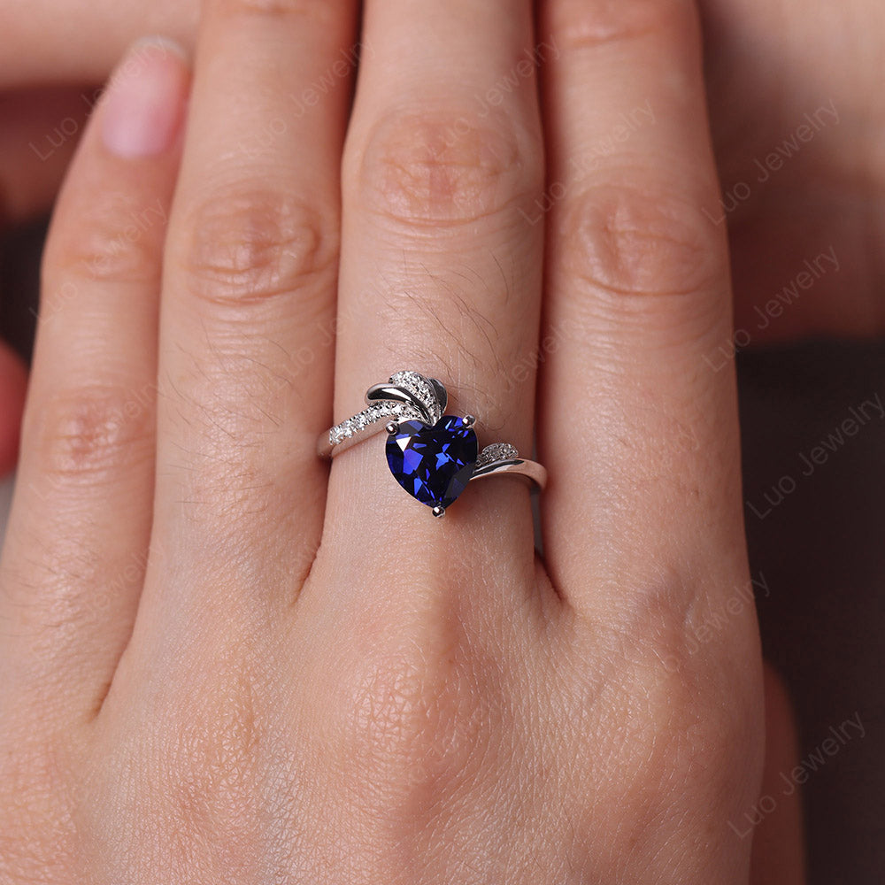 Lab Sapphire Lab Pink Sapphire Diamond Twist 'One Heart' ring - 14K White  Gold |JewelsForMe